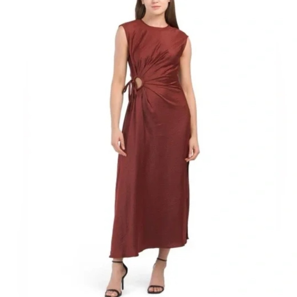 House of Harlow 1960 Satin Ruched Side Cutout Maxi Dress Size M